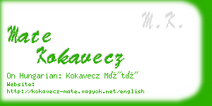 mate kokavecz business card